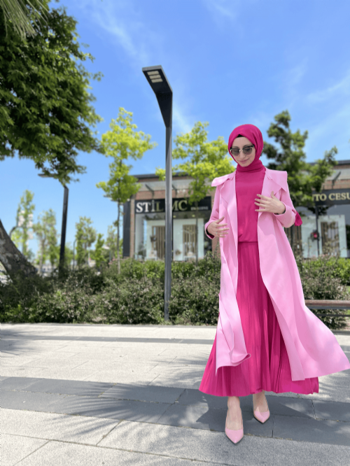 Noi Scuba Arkası Kemerli Ceket (PEMBE)